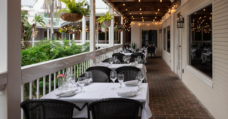 Beautiful patio with dining tables