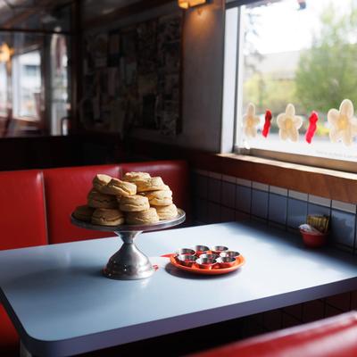 A table by the window.