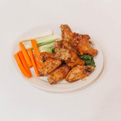 Garlic Parm Wings served, top view