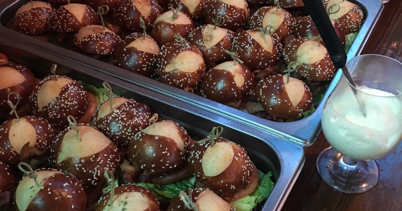 Tray of best burger in hoboken new jersey for catering