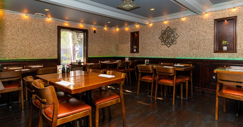 Dining area, tables ready for guests