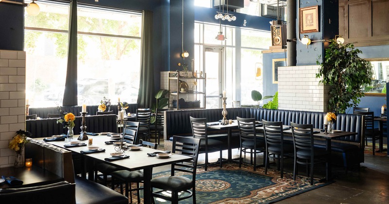 Interior, spacious dining area with large windows