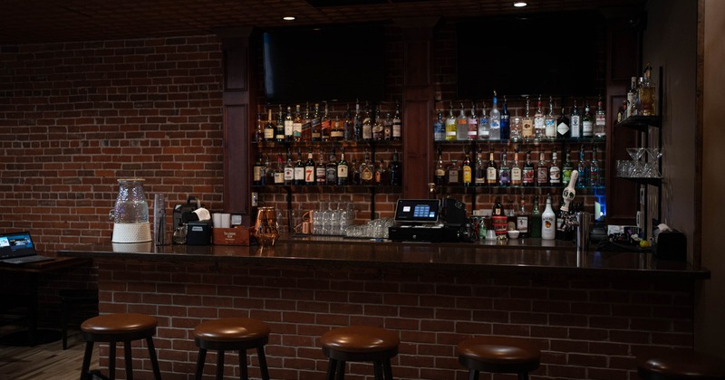 Bar area with bar stools