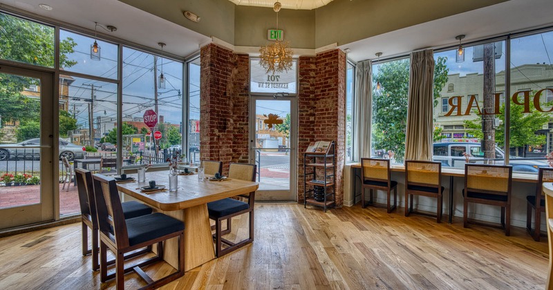 Interior, tables and seats