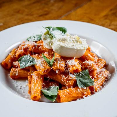 Rigatoni, served.
