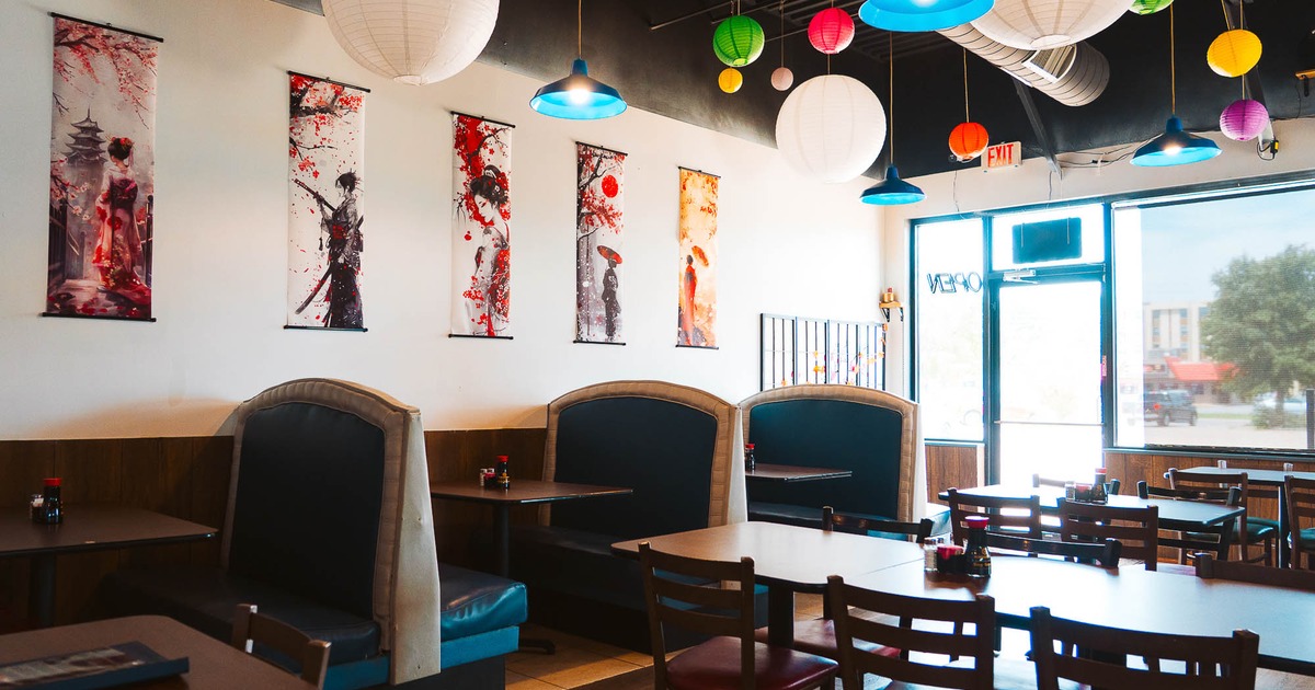 Interior, tables, chairs and booths