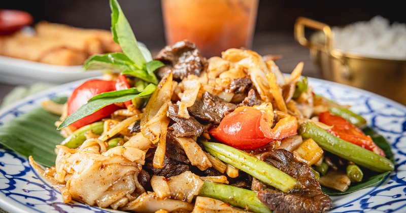 Stir fried beef, with noodles and veggies