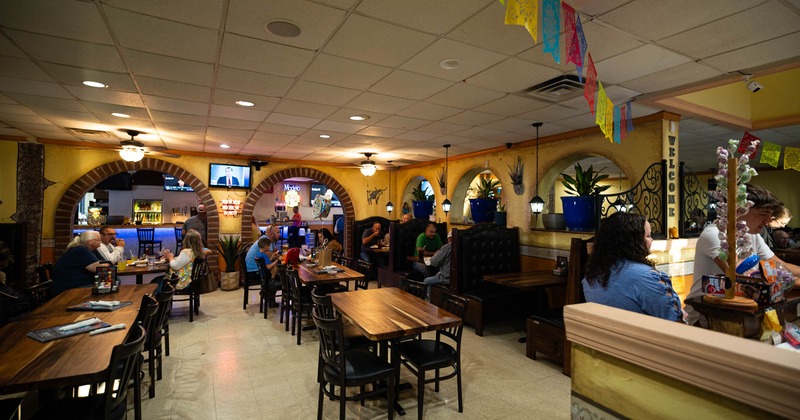 Interior, dining area, tables and chairs