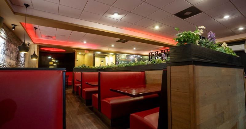 Interior, dining area with restaurant booths