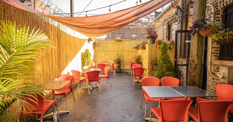 Patio, tables lined up