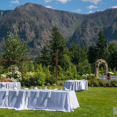 Natural landscape with restaurant garden
