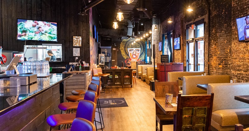 Interior, bar and booth seating