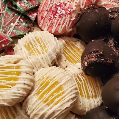 An assortment of festive cookies.