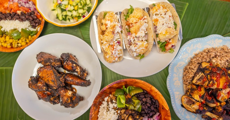 Served food, top view