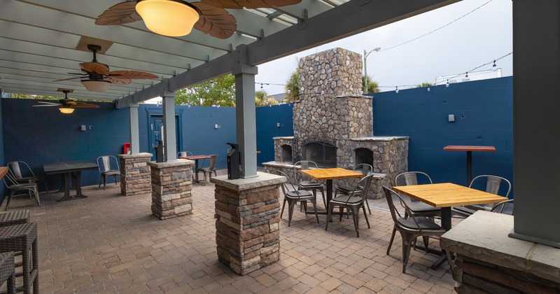 Exterior, patio, tables, chairs
