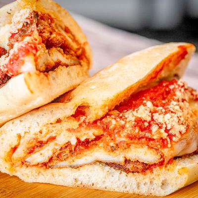 Classic chicken parm served with provolone.