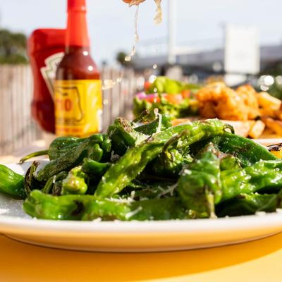 Blistered shishito peppers