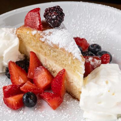 Italian Lemon Cream Cake, with berries.