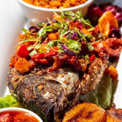 Served fish in the plate.