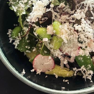 A closeup on a salad.