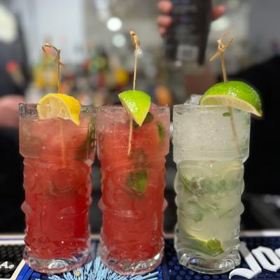 Three served cocktails.