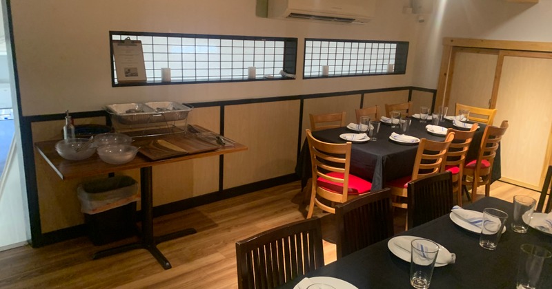 Interior, a room prepared for dining