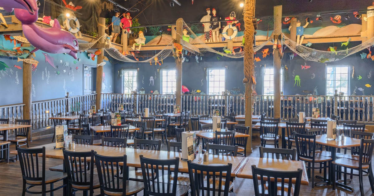 Interior, seating area with fisherman decorations