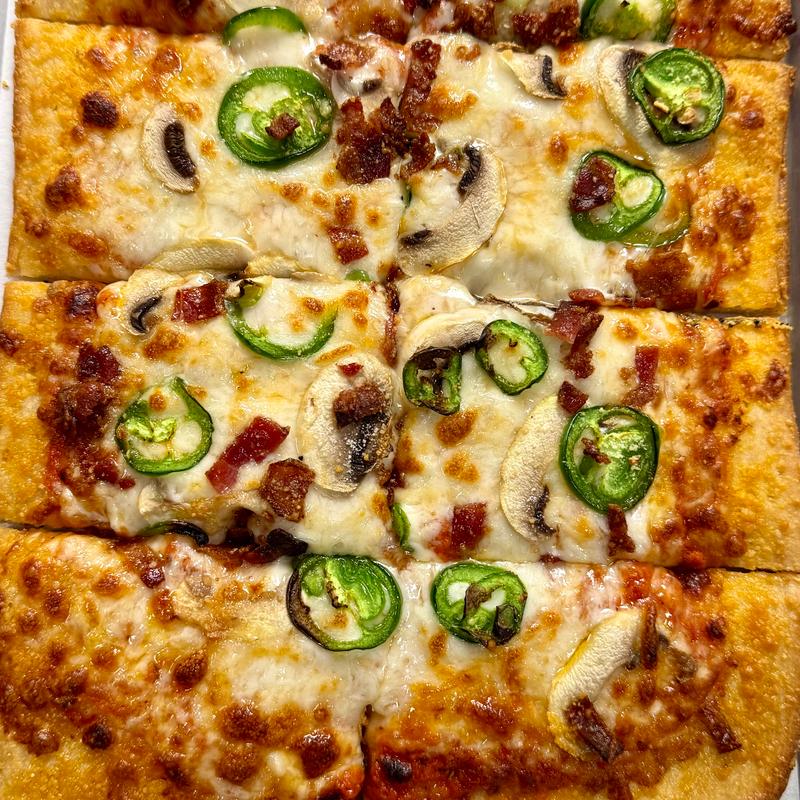 Mushroom, Jalapeno and Bacon Pizza photo