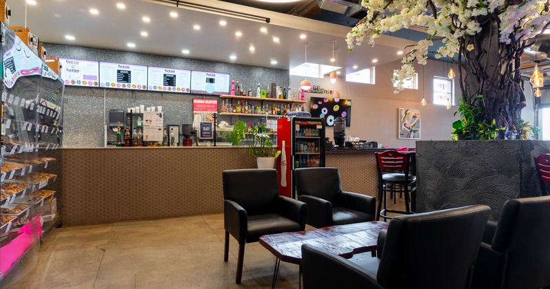 Lounge area, armchairs and tables