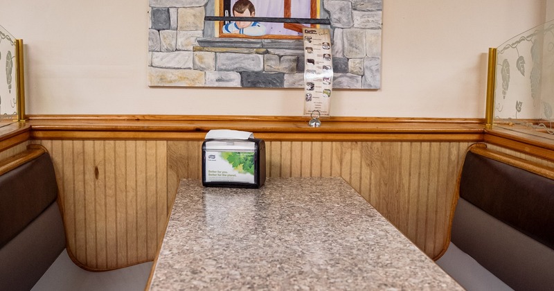 Interior, dining booth close-up