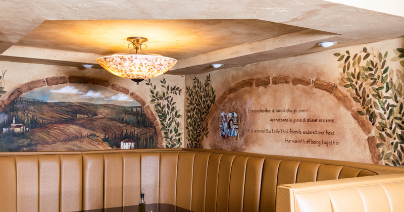 Restaurant booth closeup