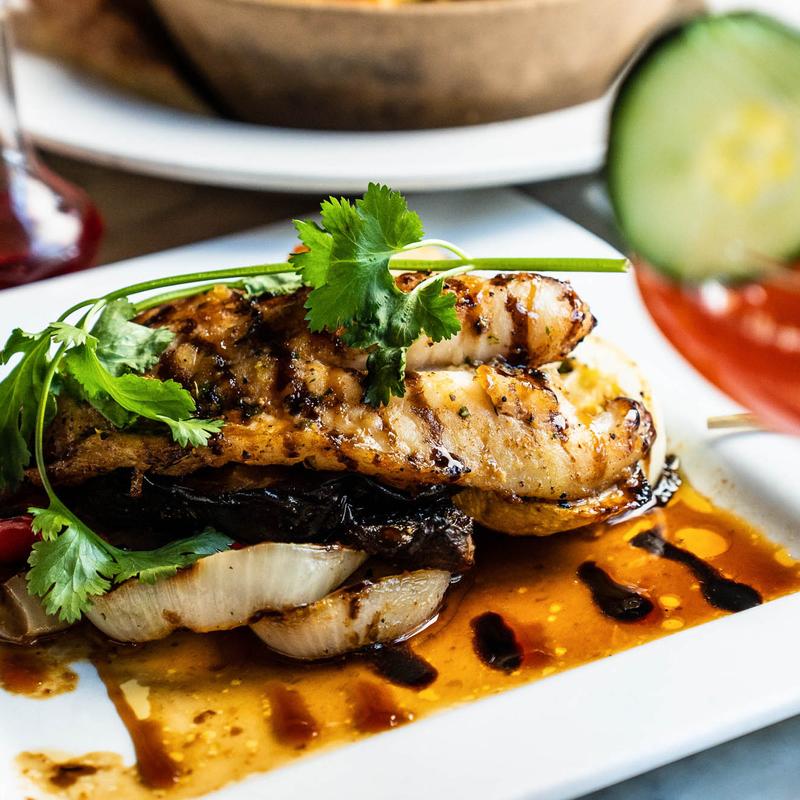 Grilled Fish with Grilled Vegetables photo