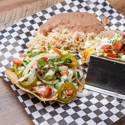Calabasita tostada and taco combo.