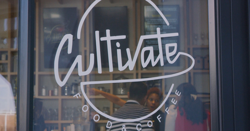 Restaurant logo on the window
