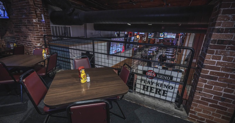 Upstairs, tables and seats