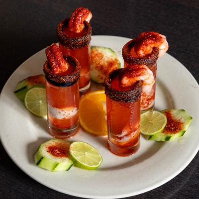 Mexican seafood shots.