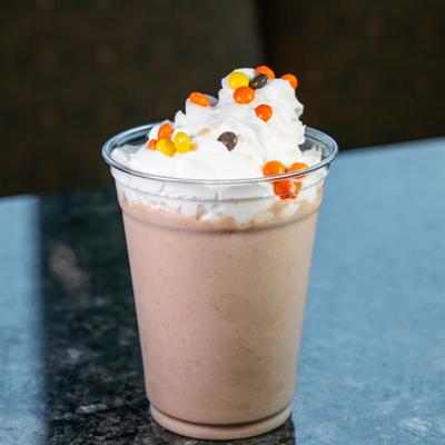 Reese’s Peanut Butter Shake, with whipped cream and M&Ms.