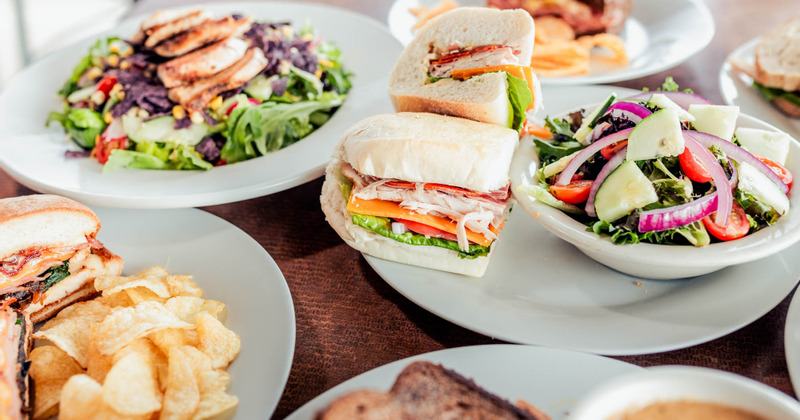 Different types of food and salad