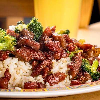 Beef and Broccoli over white rice.