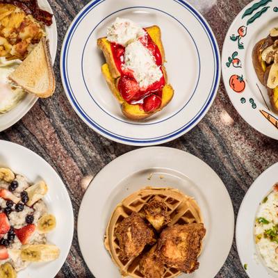 Assorted food dishes.