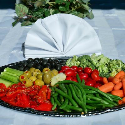 Vegetables tray, served.