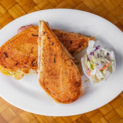 The Cuban sandwich, top view.