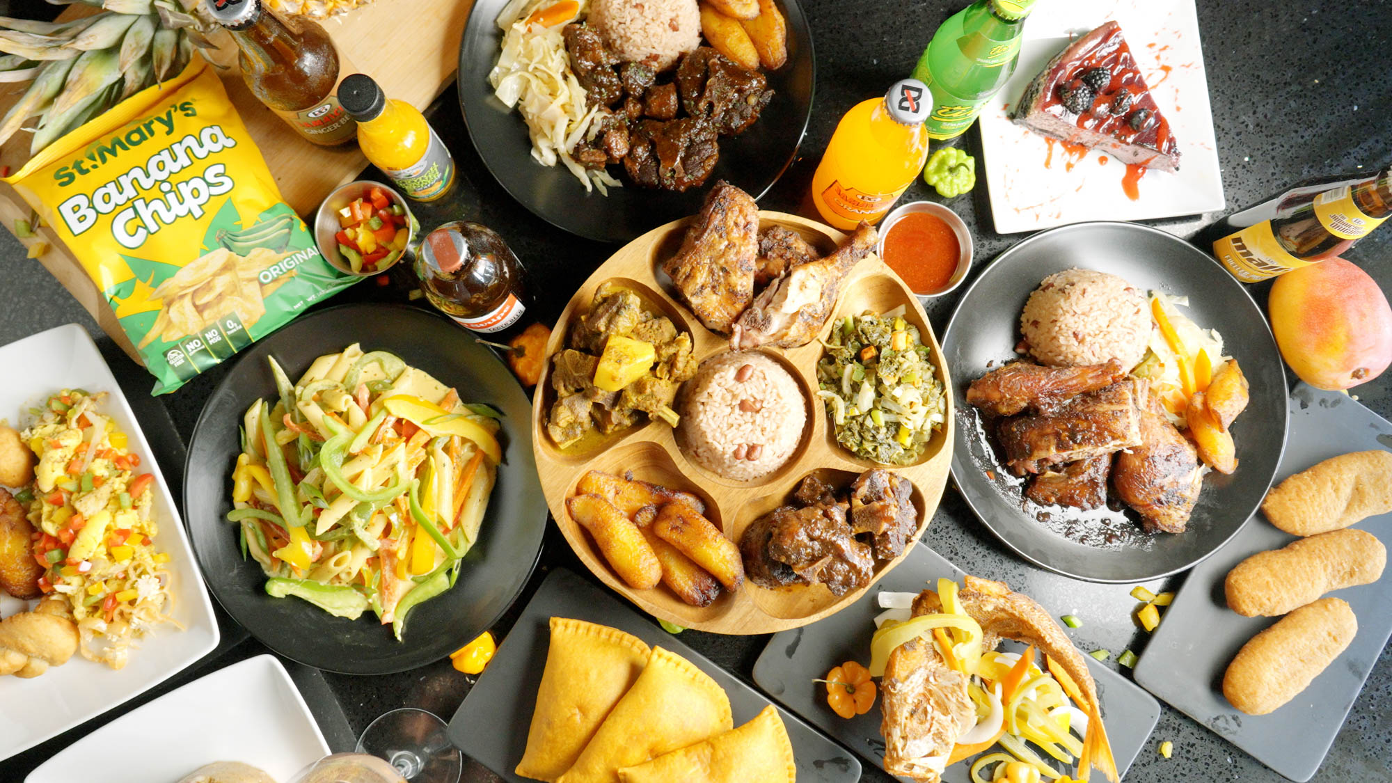 A full table, top view