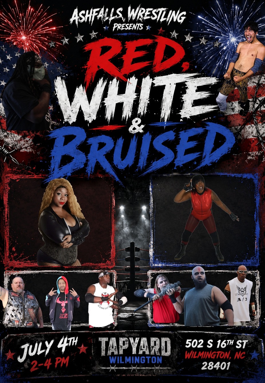 Red, White, & Bruised: Ashfalls Wrestling Fireworks Wrestling Spectacular event photo