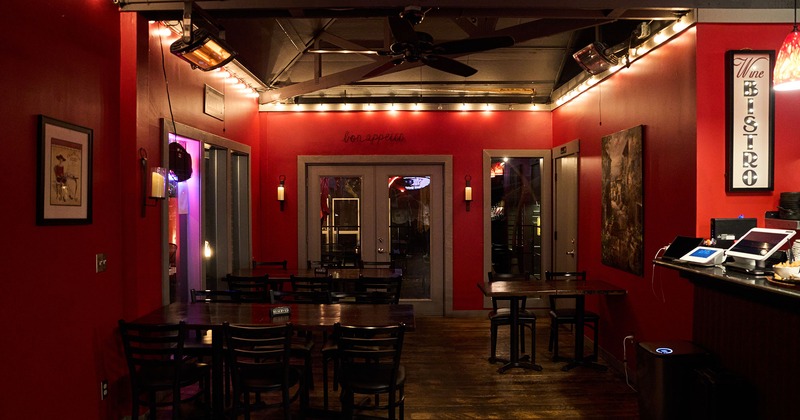 Restaurant interior, tables and seating