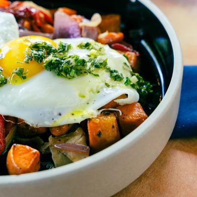 Sweet Potato Hash Bowl, close up.