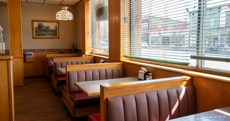 Interior, booths by window