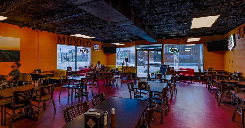 Interior, dining tables and seating