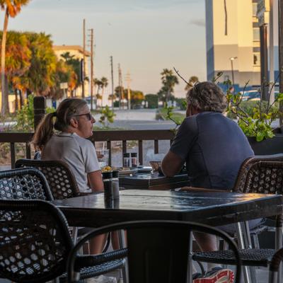 Enjoying the breeze and delicious food..