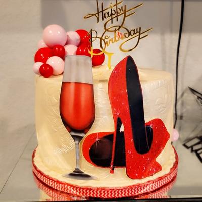 Decorated birthday cake.